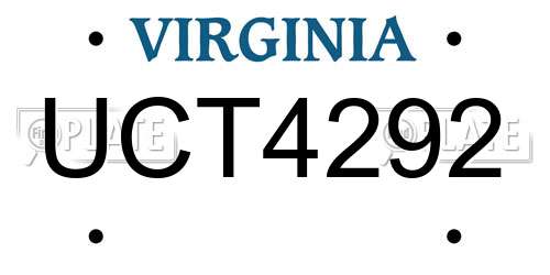 UCT4292 Virginia License Plate