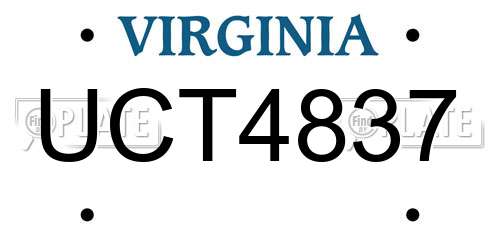 UCT4837 Virginia License Plate