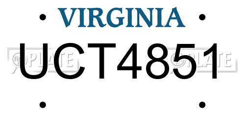 UCT4851 Virginia License Plate