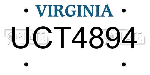 UCT4894 Virginia License Plate