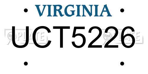UCT5226 Virginia License Plate
