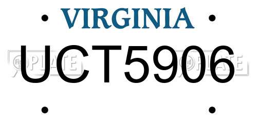 UCT5906 Virginia License Plate