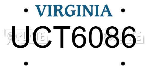 UCT6086 Virginia License Plate