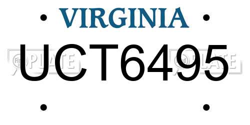 UCT6495 Virginia License Plate