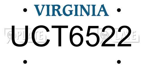 UCT6522 Virginia License Plate
