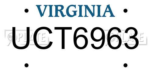 UCT6963 Virginia License Plate