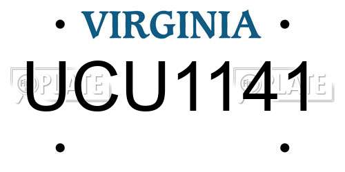 UCU1141 Virginia License Plate