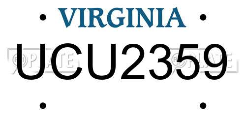 UCU2359 Virginia License Plate