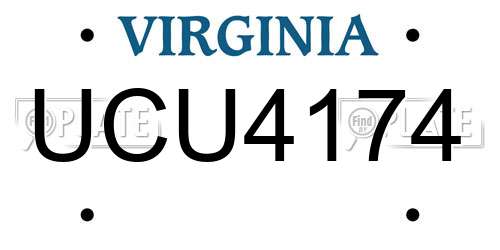 UCU4174 Virginia License Plate