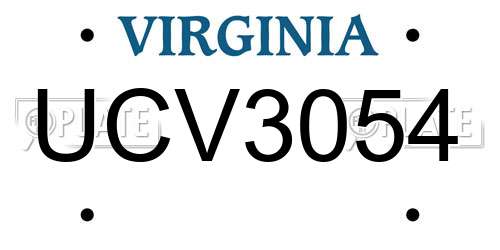 UCV3054 Virginia License Plate