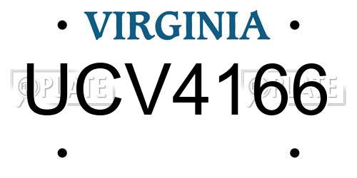 UCV4166 Virginia License Plate
