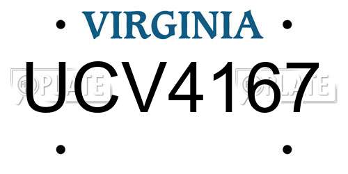 UCV4167 Virginia License Plate