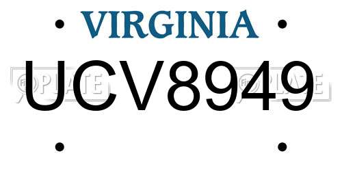 UCV8949 Virginia License Plate