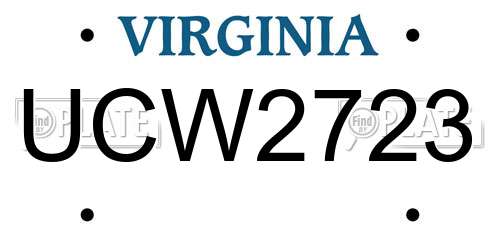 UCW2723 Virginia License Plate