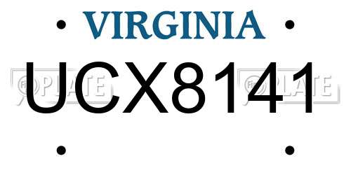 UCX8141 Virginia License Plate