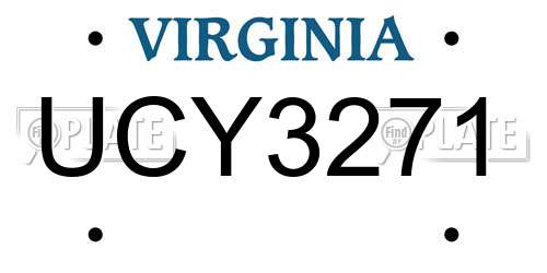 UCY3271 Virginia License Plate