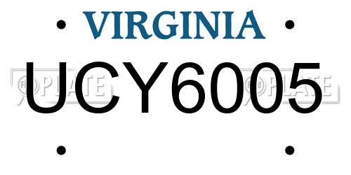 UCY6005 Virginia License Plate