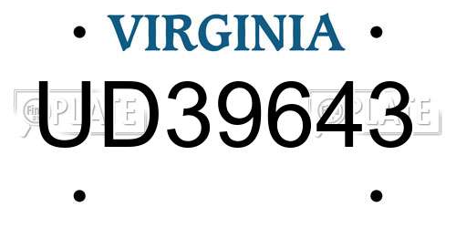 UD39643 Virginia License Plate