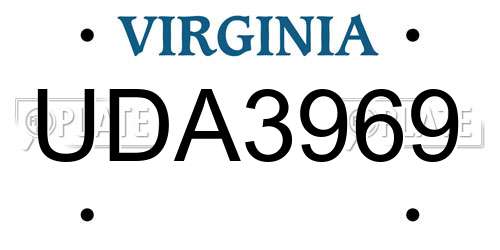 UDA3969 Virginia License Plate