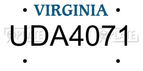 UDA4071 Virginia License Plate