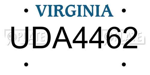 UDA4462 Virginia License Plate