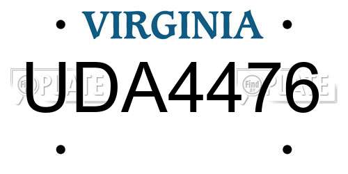 UDA4476 Virginia License Plate