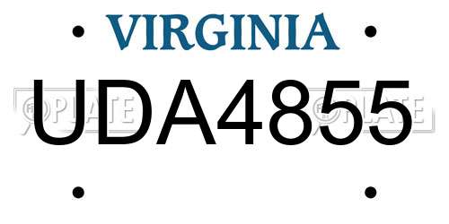 UDA4855 Virginia License Plate
