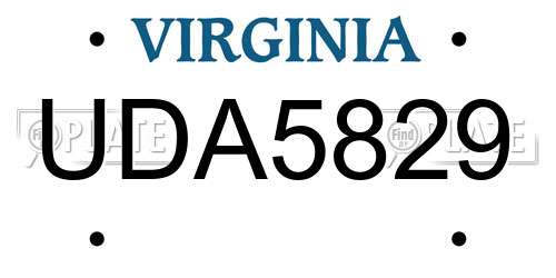 UDA5829 Virginia License Plate