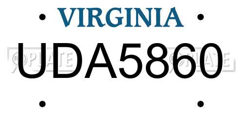 UDA5860 Virginia License Plate
