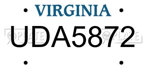 UDA5872 Virginia License Plate