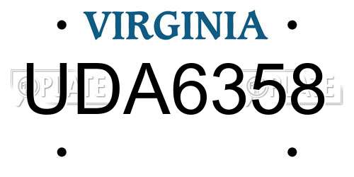 UDA6358 Virginia License Plate