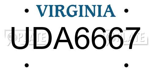 UDA6667 Virginia License Plate