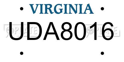 UDA8016 Virginia License Plate
