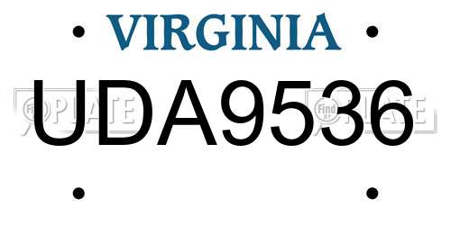 UDA9536 Virginia License Plate
