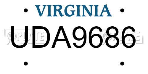 UDA9686 Virginia License Plate