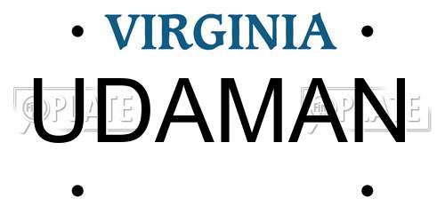UDAMAN Virginia License Plate