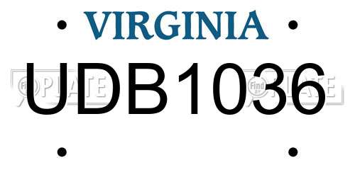 UDB1036 Virginia License Plate