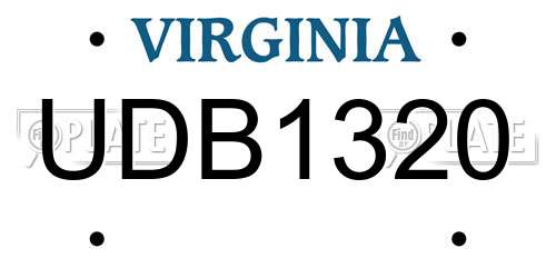 UDB1320 Virginia License Plate