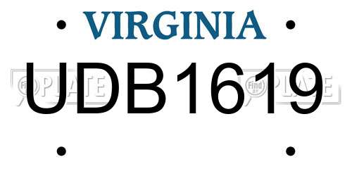 UDB1619 Virginia License Plate