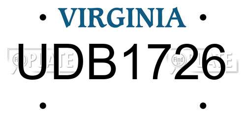 UDB1726 Virginia License Plate