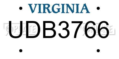 UDB3766 Virginia License Plate
