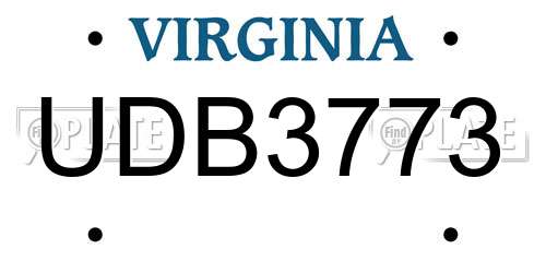 UDB3773 Virginia License Plate