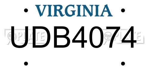 UDB4074 Virginia License Plate