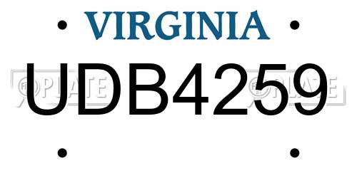UDB4259 Virginia License Plate