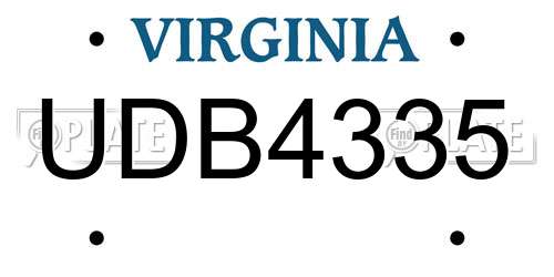 UDB4335 Virginia License Plate