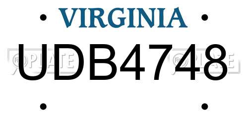 UDB4748 Virginia License Plate