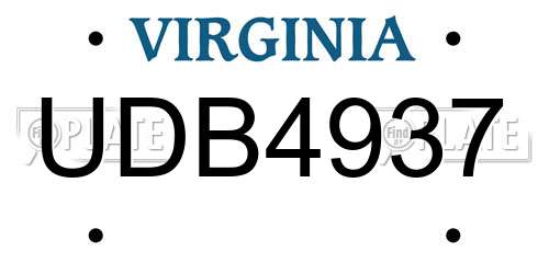 UDB4937 Virginia License Plate
