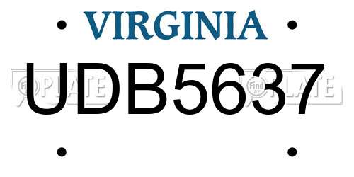 UDB5637 Virginia License Plate