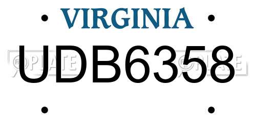 UDB6358 Virginia License Plate