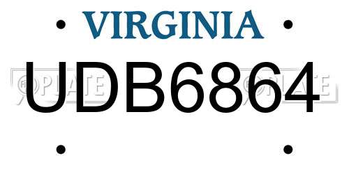 UDB6864 Virginia License Plate